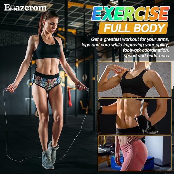 Jump Rope for Women Men Kids, Adjustable Skipping Rope with Ball Bearings, Professional Jumping Rope with Foam Handles, Tangle-Free Rapid Speed Jump Ropes for Fitness Workout Boxing Exercise