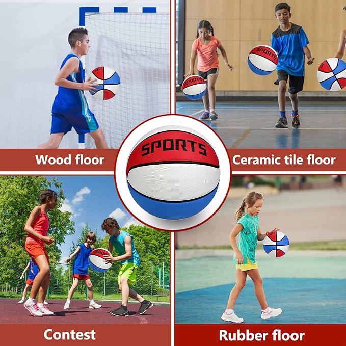 KUYOTQ Kids Toddler Youth Adult Size 3/4/5/6/7 Basketball 22/25.5/27.5/28.5/29.5" Thickened Rubber or Faux Leather Basketball for Boys Girls (Deflated)
