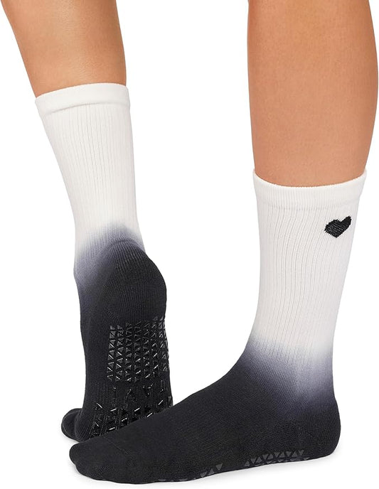 TAVI Kai Fashion Crew Grip Socks - For Slipper Barre, Pilates, and Yoga - with Grips for Women and Men