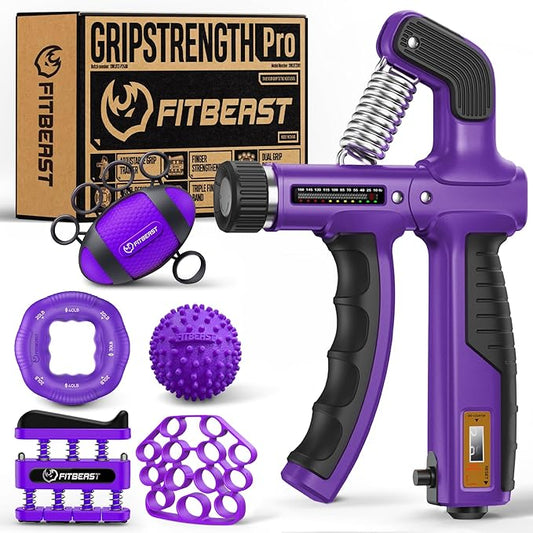 FitBeast Grip Strength Trainer, Hand Gripper Strengthener Kit - 6 Pack with Adjustable Resistance Forearm Strengthener, Forearm Exerciser and Massage Balls for Hand Therapy, Grip Training