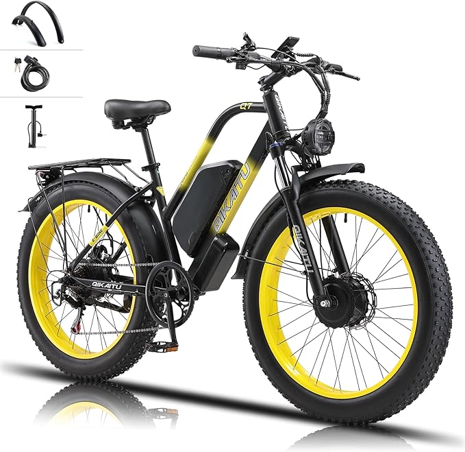 Q7 Peak 3000W Dual Motor Electric Bike - 60-Mile 48V 23Ah UL Certified eBike, 31MPH Fat Tire eBicycle with 5 Riding Modes, Hydraulic Brakes & LCD Display for Mountain/Snow/City