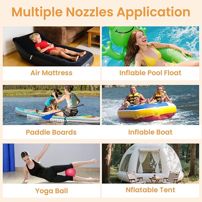 Portable Rechargeable Electric SUP Paddle Board Pump, Intelligent Dual Stage Inflation&Deflation, Up to 20PSI and Auto-Off for Stand UP Paddle Boards, Kayaks, Tents