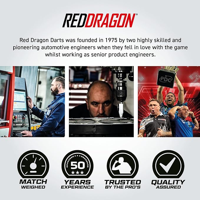 RED DRAGON Featherlite 10g, 12g, 14g, 15g, 16g, 17g, 18g or 19g Tungsten Darts Set with Flights and Stems