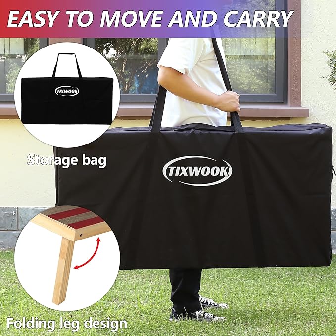 4 x 2 ft Solid Wood Cornhole Board Set with 8 Bean Bags and Carrying Bag, Premium Toss Game for Kids and Adults
