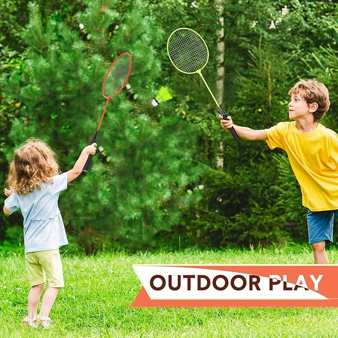12 Pack Badminton Rackets Set Including Rackets, Nylon Shuttlecocks and Carry Bag for Outdoor Backyard Games Beginners