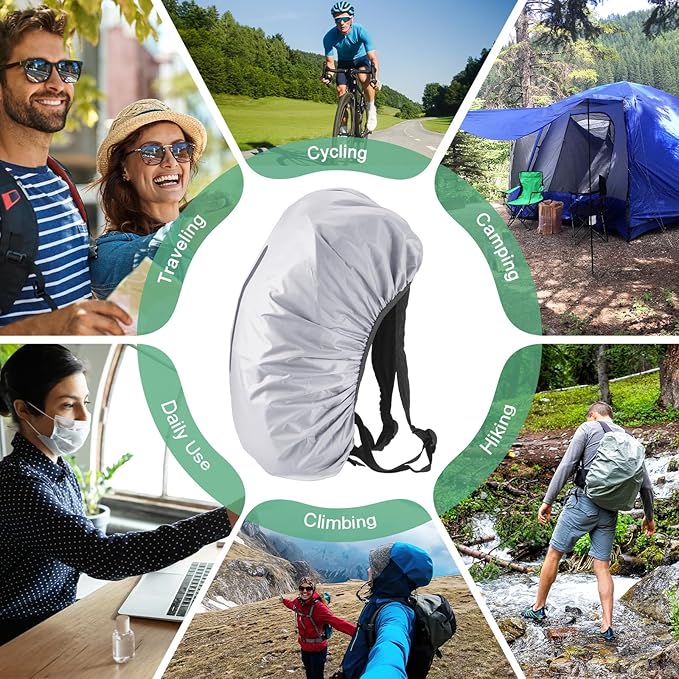 Waterproof Backpack Rain Cover Waterproof Backpack Cover, Bag Rain Cover with A Vertical Reflective Strap for Hiking/Biking/Camping/Outdoor Traveling