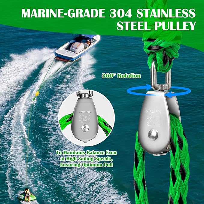 Boat Tow Harness for Tubing, Self Centering Tow Harness for 1-4 Riders Towable Tubes, Floating Boat Tow Rope for Watersports