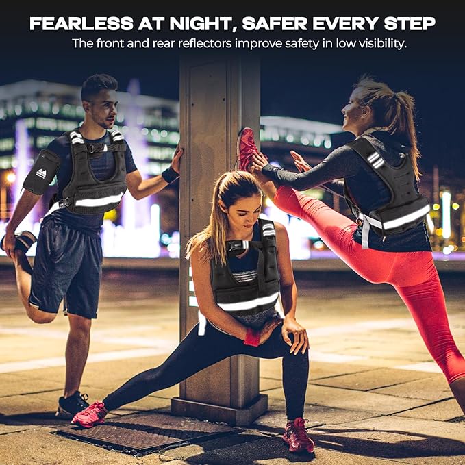 Adjustable Weighted Vest, 4-10lb/11-20lb Body Weight Vest with Touchscreen Phone Holder & 6 Ironsand Weights for Women & Men, Workout Equipment for Weight Loss, Fitness, Walking, Running, Cardio, Strength Training