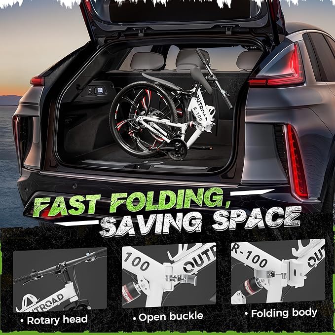 Betterland 26 Inch Folding Mountain Bike, 21 Speeds Full Suspension Foldable Bikes, Dual Disc Brake, High Carbon Steel Frame and Non-Slip Quick Release tire Bicycle for Adult