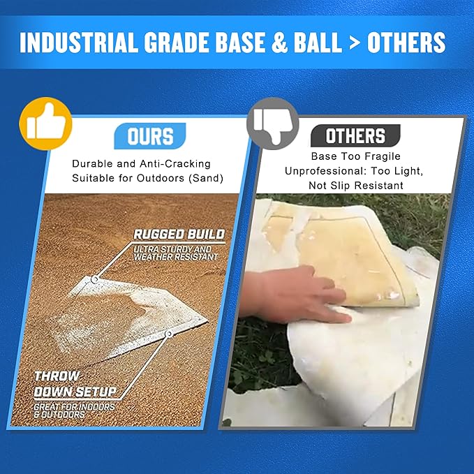 Baseball & Softball 5 Piece Base Set + 5 Piece Plastic Training Balls - Improve Power and Agility - Baseballs Accessories Fun for All Ages