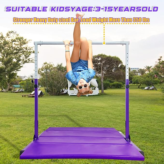 MARFULA Gymnastic Bar for Kids Gymnastic Kip Bar Horizontal Bar Gymnastic Training Equipment for Kids 3-15 Years Home and Club Use