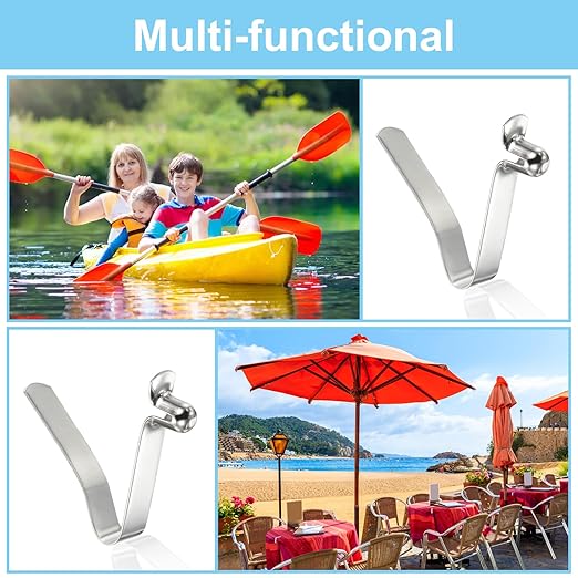 PATIKIL 8x6mm Kayak Paddle Snaps, 10 Pack Tent Pole Clips Steel V Shaped Single Pin Push Button Spring Clips Lock Tube Pole Clips for Camping Awning