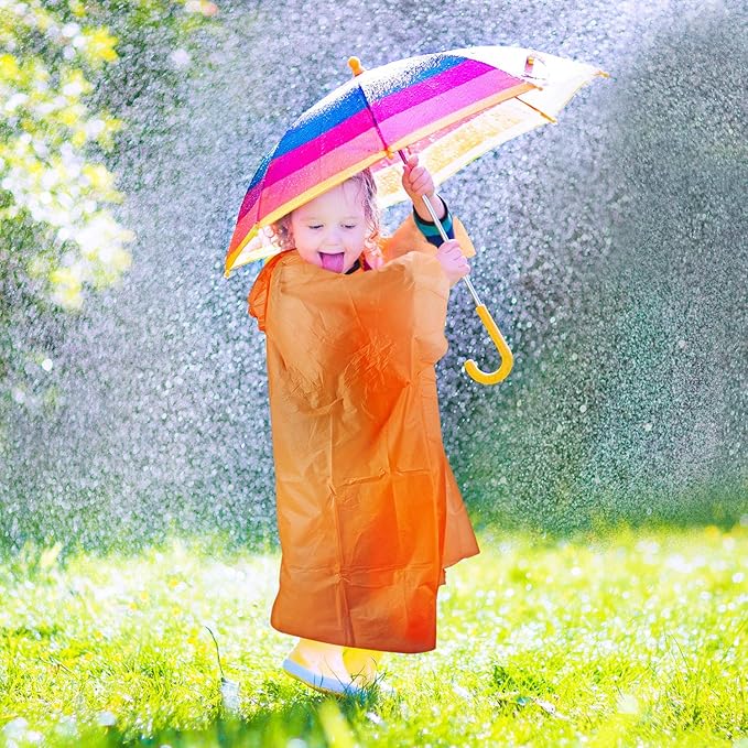 Ponchos for Kids, Disposable Rain Ponchos Multi-Colored Raincoat for Camping Hiking Traveling Backpacking for Boys Girls, 4 Pack