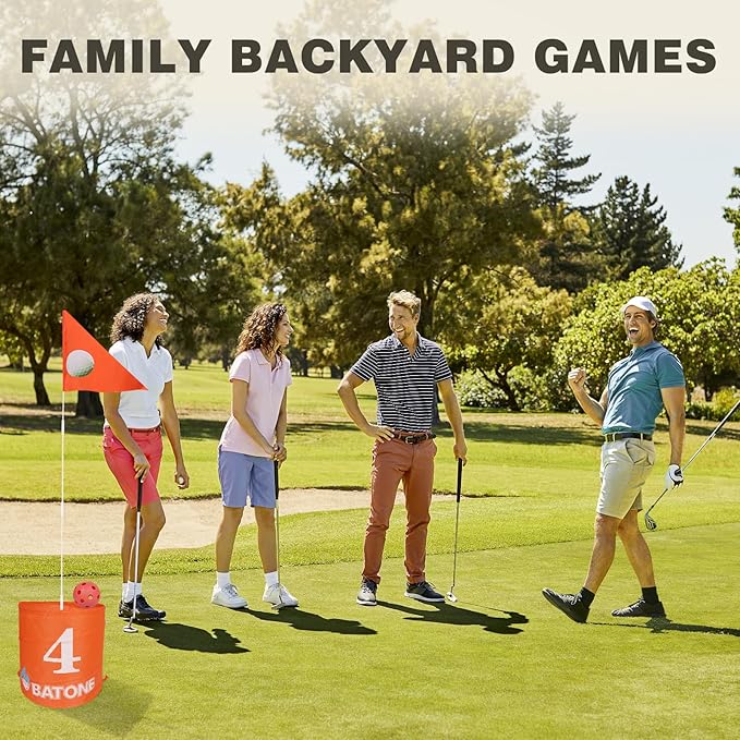 Golf Game W/Bucket - Backyard Golf Game for Family, Adults and Kids - Portable 6 Hole Golf Course Play Outdoor, Lawn, Park, Beach, Yard