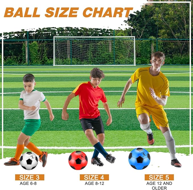 Deekin 12 Pcs Soccer Balls Bulk with Pump Deflated Sizes 3, 4, 5, Official Size Sport Soccer Ball Training Ball for Kids Youth Adult Game Match School Training Accessories Party Gift