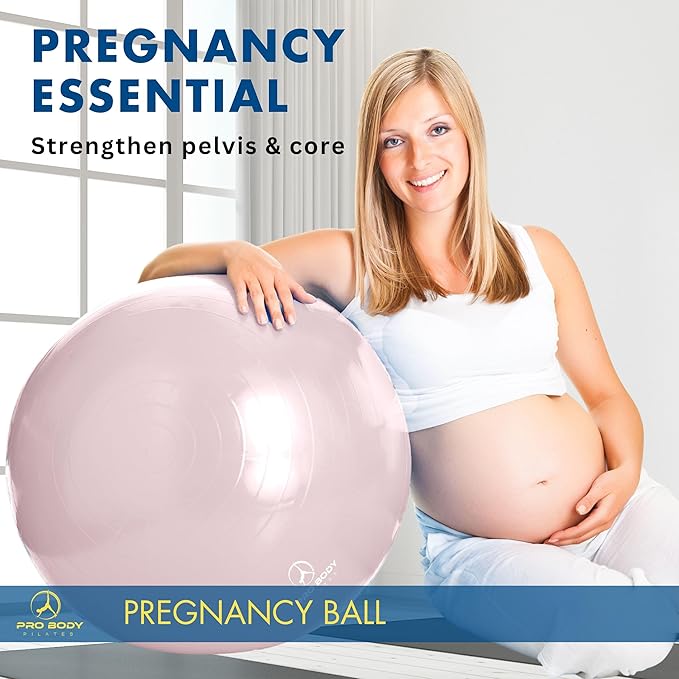 ProBody Pilates Pregnancy Ball - Yoga Ball for Pregnancy with Book, Prenatal, Labor & Postnatal Maternity Exercise