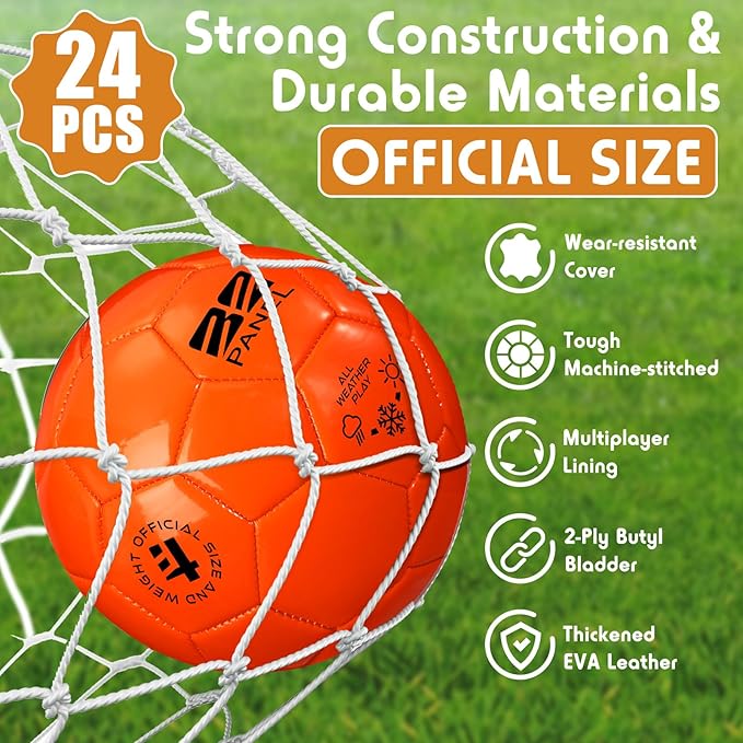 24 Pack Operation Christmas Deflated Soccer Balls with Pump Bulk Items, Machine Stitched Soccer Ball for Outdoor Indoor Training Sports, Birthday Gift Party Supplies