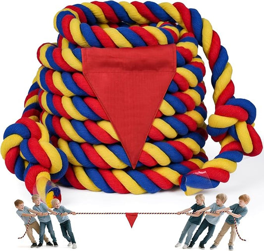 X XBEN Field Day Tug of War Rope for Kids and Adults 75FT, Family Reunion Birthday Party Games, Summer Outside Lawn Games, Camping Picnic Carnival Games, Perfect for Team Building Activities