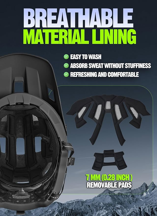 Mountain Bike Helmet for Adults & Youth Lightweight Impact-Resistant with Adjustable Dial & Removable Visor Unisex Helmet for Mountain Biking Bicycle Clcying