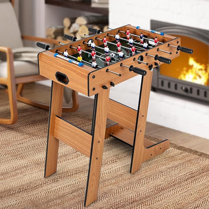 Giantex 27in Folding Foosball Table with 2 Mini Footballs, Score Keepers - ASTM Certified for Indoor Recreation, Great for Family Game Nights and Parties