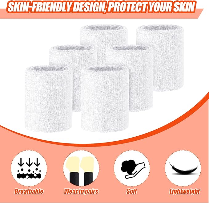 Wettarn 6 Pcs 4 Inch Wrist Sweatbands Tennis & Gymnastics Wristbands for Grips & Sport Cotton Elastic Thick Wrist Bands for Tennis & Football