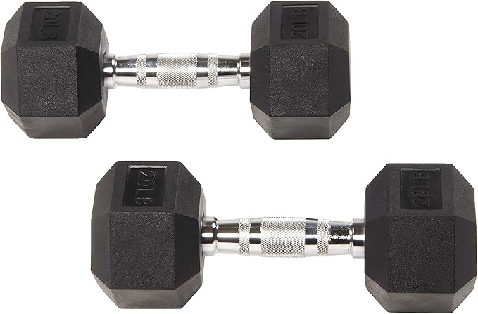 Rubber Encased Hex Dumbbell Set Contoured Handle for Muscle Toning, Strength Building & Full Body Workout, 60LB, 100LB and 150LB Set