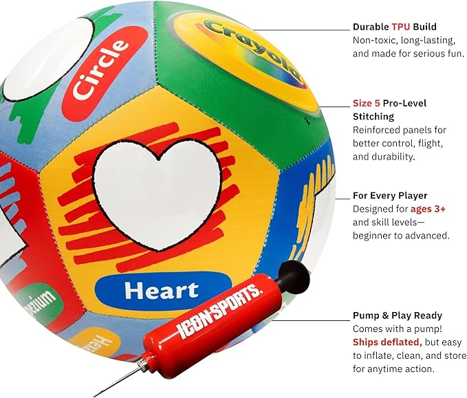 Crayola Score N’ Explore Officially Licensed 5” Color Ball, Interactive Coloring Soccer Ball for Kids, Fun Learning Toy Activity Ball