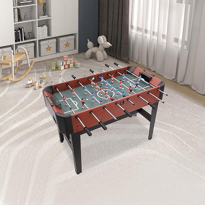 47in Soccer Table Game, Competition Sized Foosball Tabletop Indoor Sports Arcade Gaming Sets Portable Compact Arcade Tables Wooden Tabletop Billiard Game for Parties