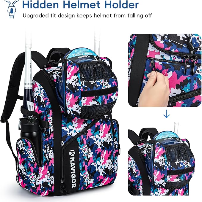 Baseball Bag for Youth and Adult, Softball Bag 50L Large Capacity Holds 4 Bats, Equipment Backpack with Shoes Compartment