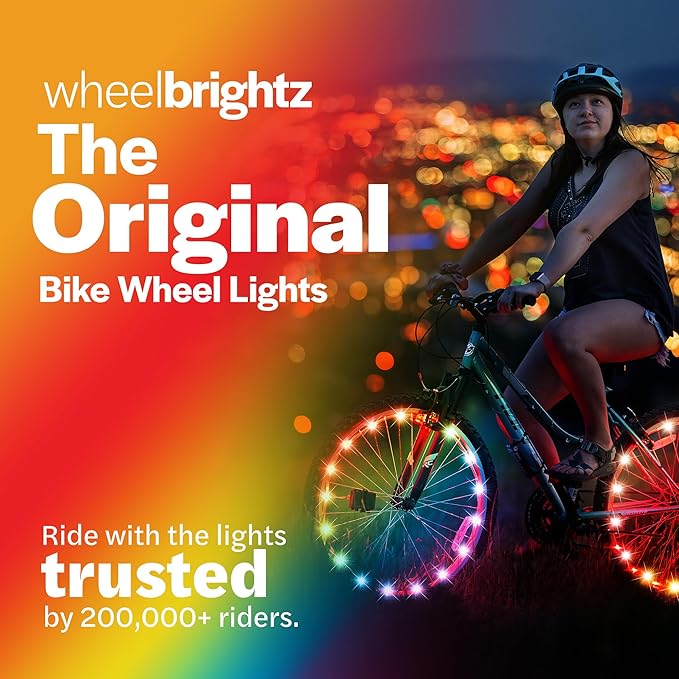 Brightz WheelBrightz LED Bike Wheel Lights - 2025 Edition with Superior Straps & LED-Weatherproof Shield! 14 Colors - Unmatched Durability, Visibility & 48+ Hours of Dazzling Illumination