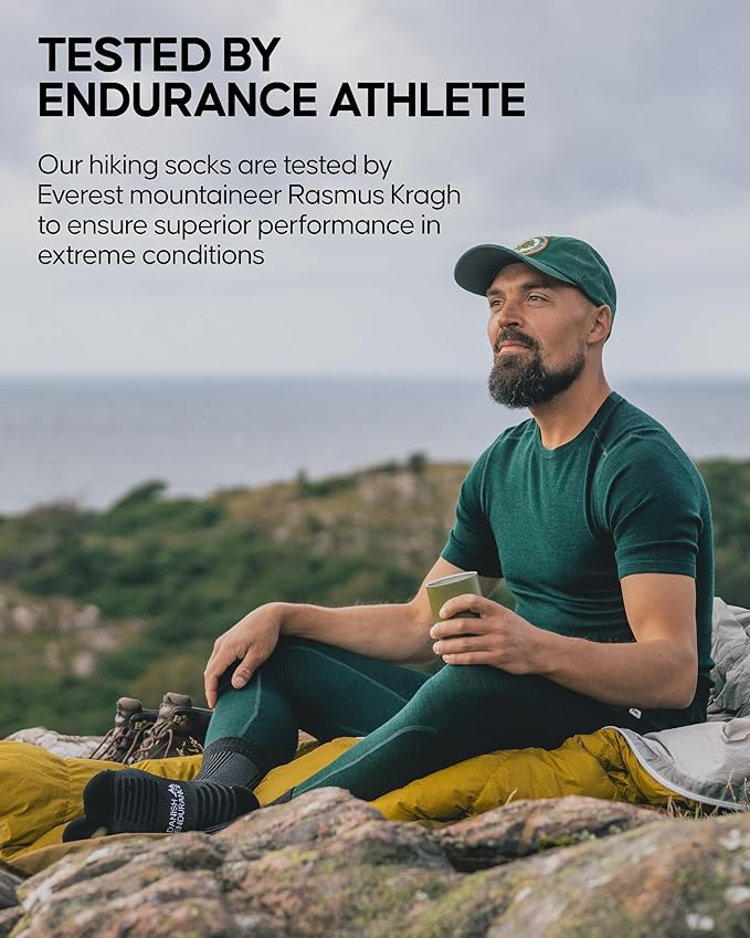 DANISH ENDURANCE Light Hiking Socks, Merino Wool Socks, Anti Blister, Sweat Wicking, Breathable, Men & Women, 3 or 5-Pack