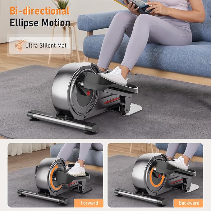 Under Desk Elliptical Elliptical Exercise Machine Ellipse Leg Exerciser with LCD Display 8 Adjustable Resistance Levels Whisper Quiet for Forward and Reverse Direction for Adult