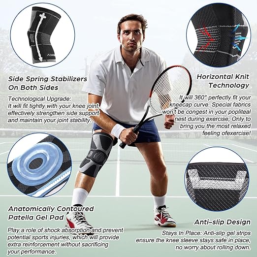 NEENCA Professional Knee Brace for Pain Relief, Medical Knee Compression Sleeve, Knee Support with Horizontal Knit Tech for Meniscus Tear, ACL, Arthritis, Joint Pain, Runner, Workout