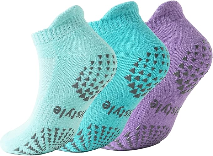 Hstyle 6 Pairs of Yoga Socks with Grips for Women and Men,Ideal for Ballet,Barefoot Workout,Pilates Grip Socks Non Slip Socks