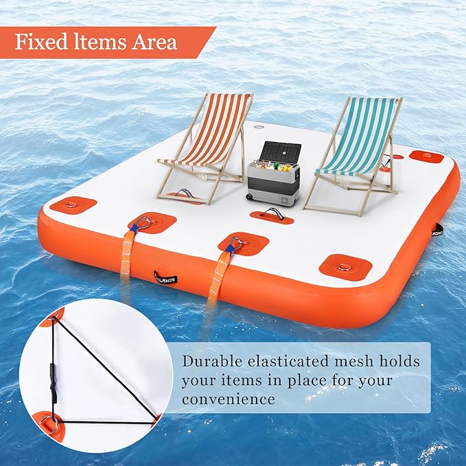 Inflatable Floating Dock, Swim Platform Floating Island Raft, Large Air Mat Inflatable Water Pad with None-Slip Surface for Lake Pool Beach Ocean