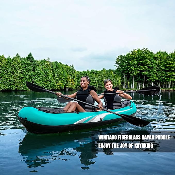 Kayak Paddle with Fiberglass Shaft and Reinforced Nylon Blade, Adjustable Kayaking Oars, 3 Piece, 230-250 cm/90-98 inches, 210-230 cm/82-90 inches