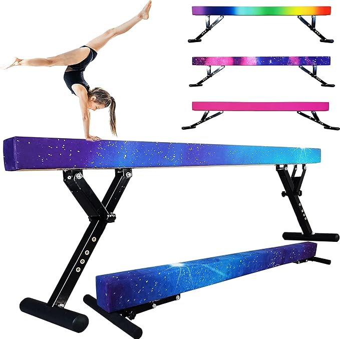 Adjustable Balance Beam Gymnastics Beam 8 FT Adjustable Height Beams for Kids, High and Low Floor Beams,Gymnastics Equipment for Kids Adults Training at Home and Gym Center