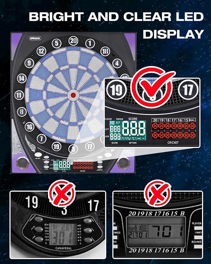 Electronic Dart Board with Bright Score Display, Multiple Games, and Durable Design-Perfect for Family Fun and Competitions-Includes Soft Tip with 12 Darts
