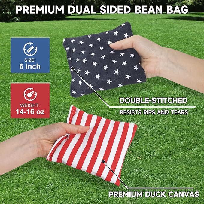 Cornhole Board Set with Carrying Bags & 8 Bean Bags Corn Hole Boards Bean Toss Game for Adults Family Outdoor Lawn Outside Backyard Games