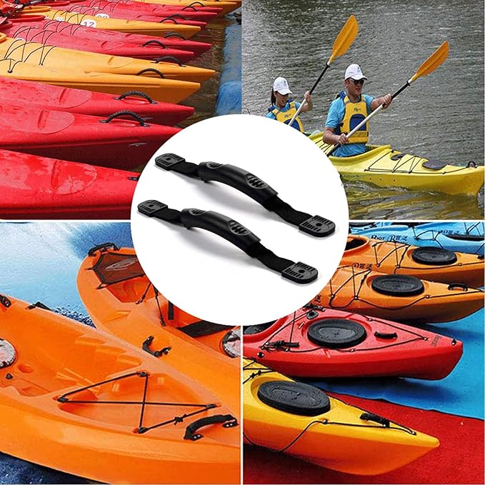2Pcs Kayak Canoe Carry Handles, Kayak Boat Side Mount Paddle Park Handles - 5PCS Pad Eye with 10 PCS Screws for Boat Kayak Deck Rigging Kit