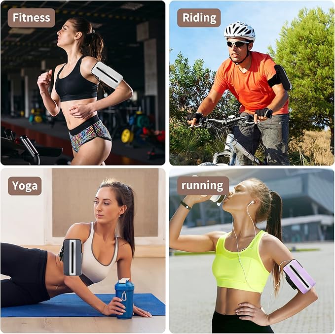 Running Phone Holder Armband, iPhone Arm Bands for Exercise, Running Arm Bands for Cell Phone, Phone Purse Cell Phone Holder for Walking (White)