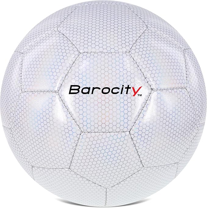 Soccer Ball - Premium Boy and Girl Official Match Ball with Cool Reflective Iridescent Rainbow Hex Pattern, Durable, Indoor, Outdoor, Training, Practice, Playtime and Games