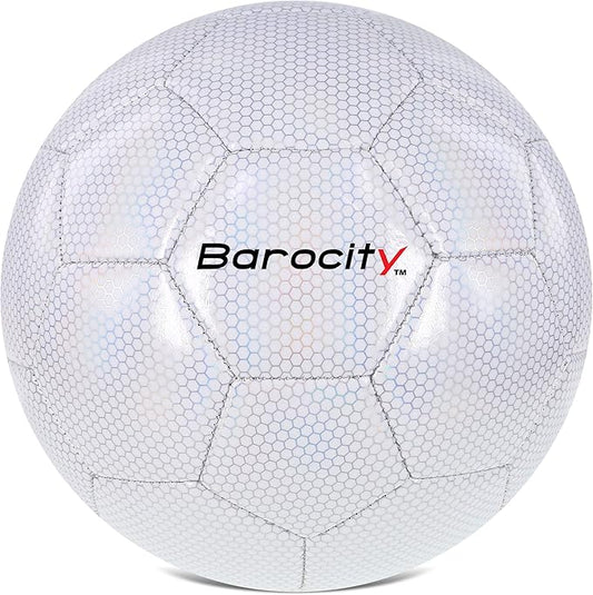 Soccer Ball - Premium Boy and Girl Official Match Ball with Cool Reflective Iridescent Rainbow Hex Pattern, Durable, Indoor, Outdoor, Training, Practice, Playtime and Games