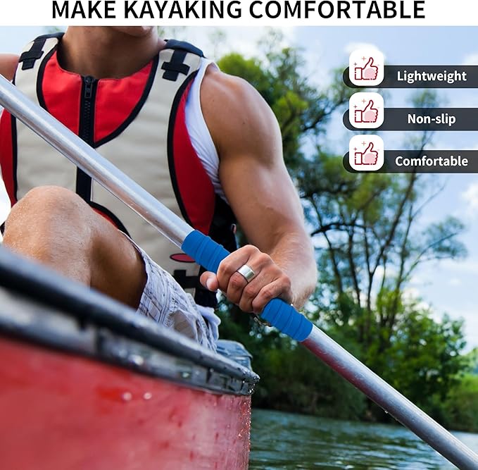 Kayak Paddle Grips, No-Slip Silicone Grips, Blister Prevention, Kayaking Accessories for Take-Apart Paddle (Diameter 1.18 Inches)