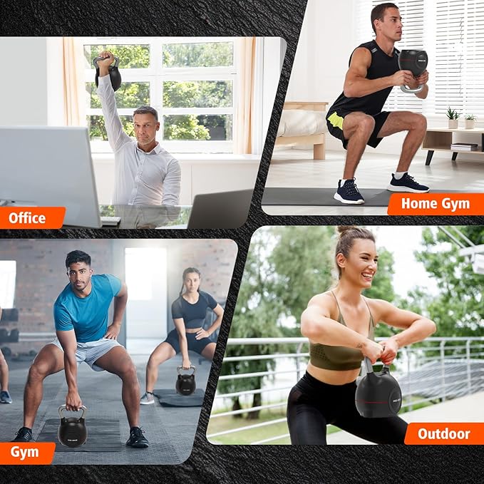 Adjustable Kettlebell Weight Set-Quickly Adjusts 7 Weights,Ergonomic kettlebell sets for Home Gym