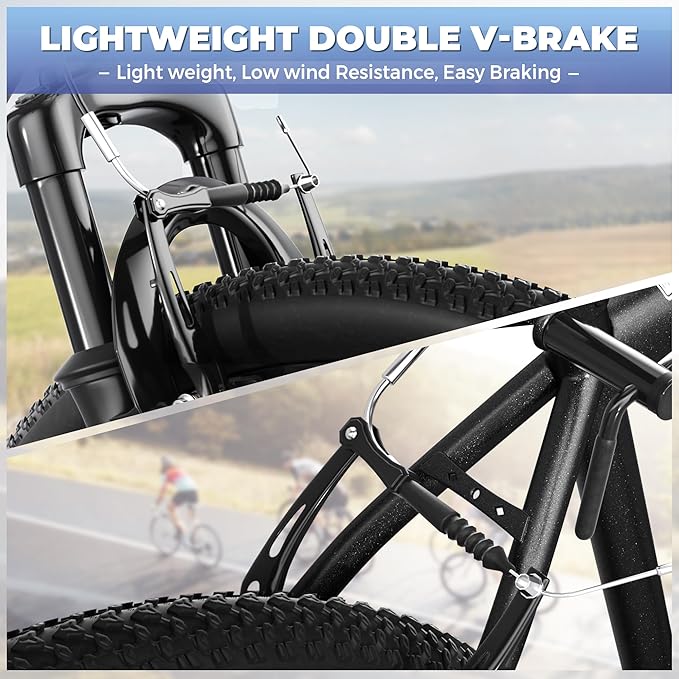 26 inch Mountain Bike with 7/21 Speeds Lightweight Cycling Bicycles, Dual Disc/V Brake,Metal Frame Bicycle for Men and Women, Adult Racing Bike, Road Bike(Blue/Grey/Black)