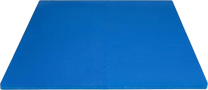 ProsourceFit Extra Thick Puzzle Exercise Mat , EVA Foam Interlocking Tiles for Protective, Cushioned Workout Flooring for Home and Gym Equipment, Blue - 1 inch - 24 Sq Ft - 6 Tiles
