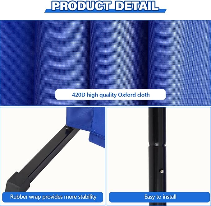 2 Pcs 92" x 27.5" Table Tennis Baffle Barrier Table Tennis Field Fence 420d Oxford Cloth Court Surround Barrier Block for Quicker and Easier Pick Up, Blue