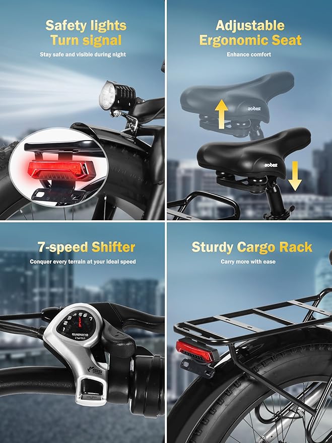 Electric Bike for Adults with Peak 1500W Brushless Motor,65Miles 28MPH Electric Mountain Bike, 624Wh Removable Built-in Battery Ebike, 26"×4 Fat Tires Ebikes for Adults,7 Speed,Front Suspension