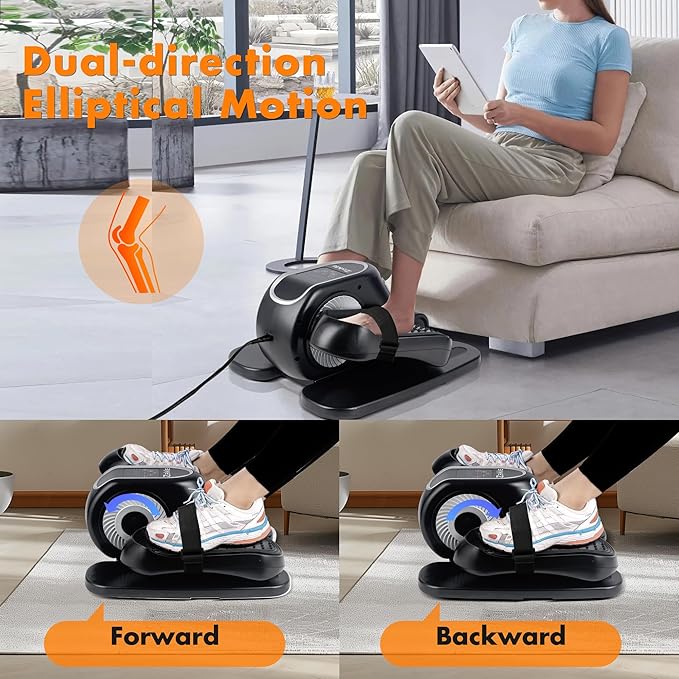 Zakle Under Desk Elliptical Machine, Electric Elliptical Training Machine w/Remote Control, 12 Speed Levels, Quiet Seated Pedal Exerciser for Home Office
